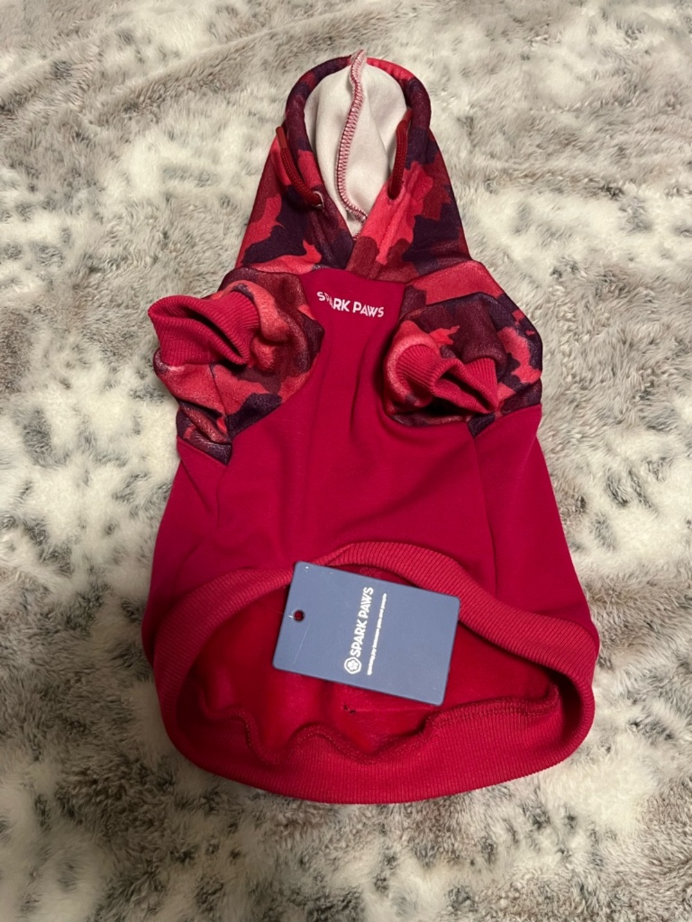 NWT Spark Paws Pink/Red Camouflage Dog Hoodie-Medium